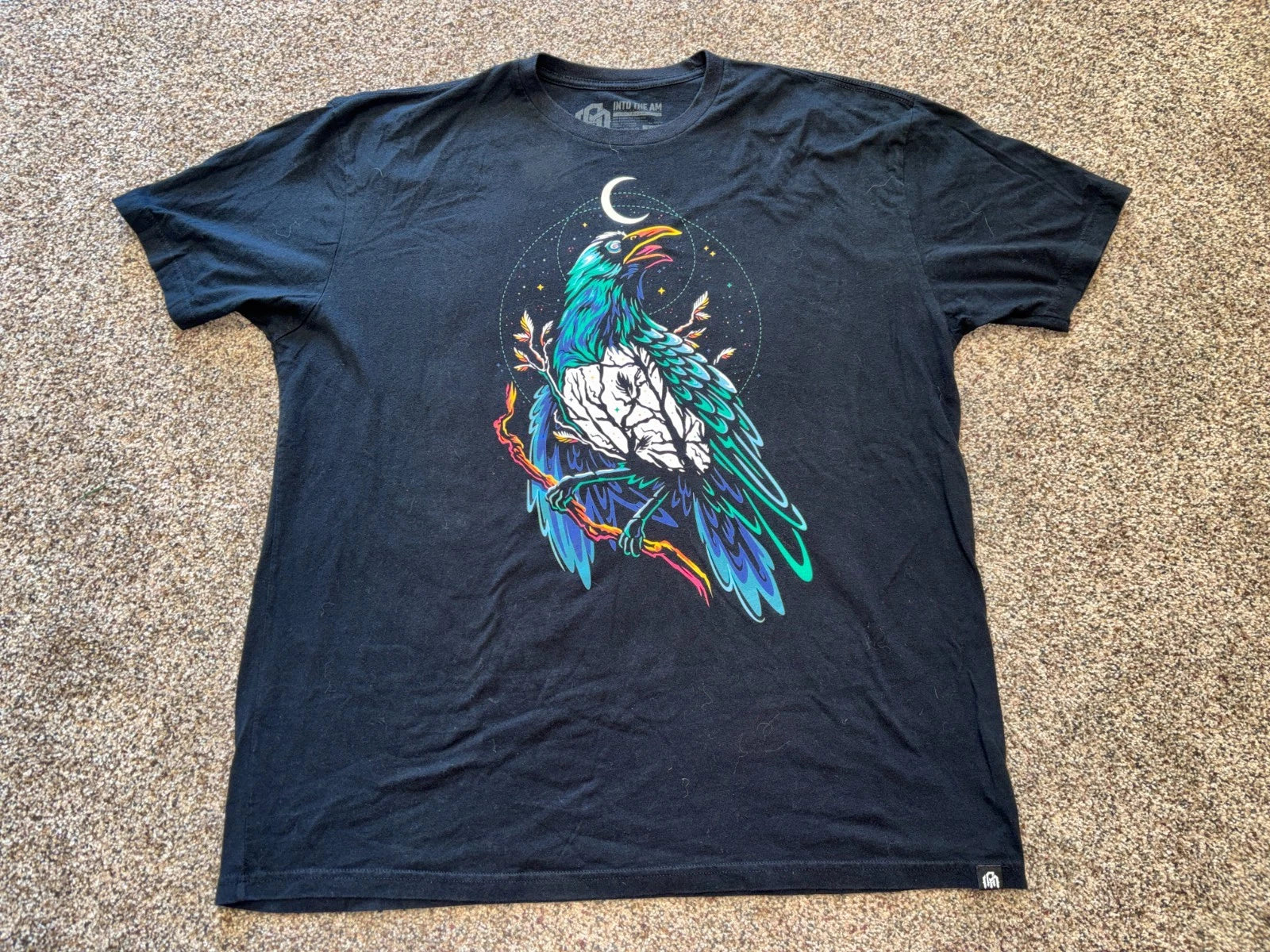 INTO THE AM Graphic T-Shirt Mens 2XL Raven Moon Night Sky Mens Streetwear Tee