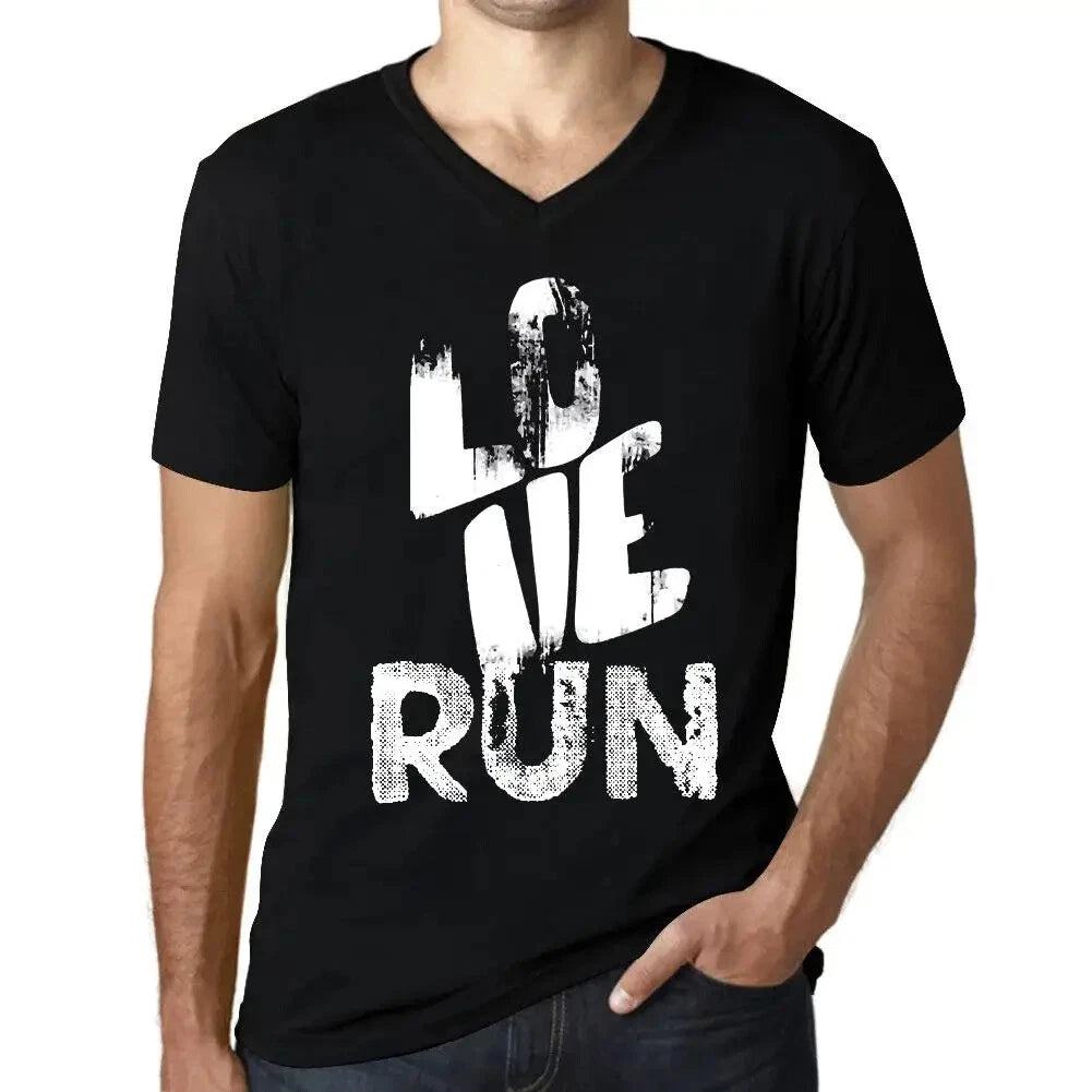 Men's Graphic T-Shirt V Neck Love Run Eco-Friendly Limited Edition Short Sleeve