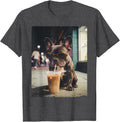 French Bulldog Drinking Iced Coffee Funny Animal T-Shirt
