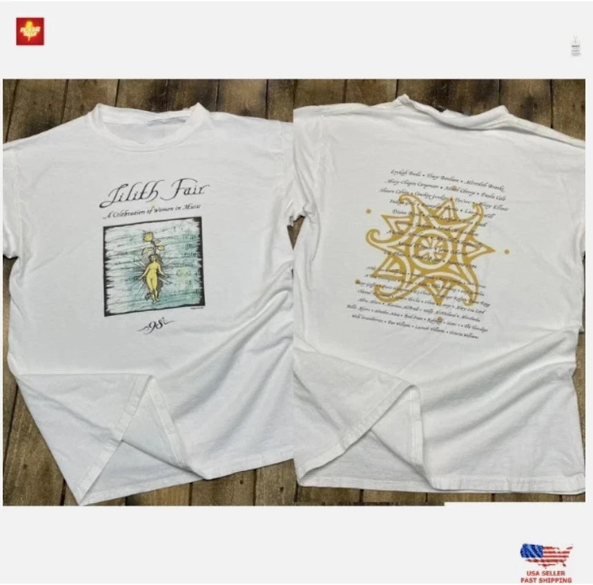 Vintage 90s 1998 Lilith Fair Shirt Double Sided Gift Fan T-Shirt