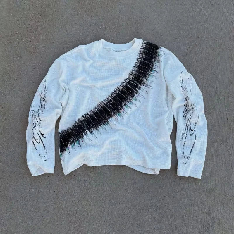 Unisex Ammo Gun Y2K Grunge Long Sleeve Shirt Abstract Graphic Top S-XL