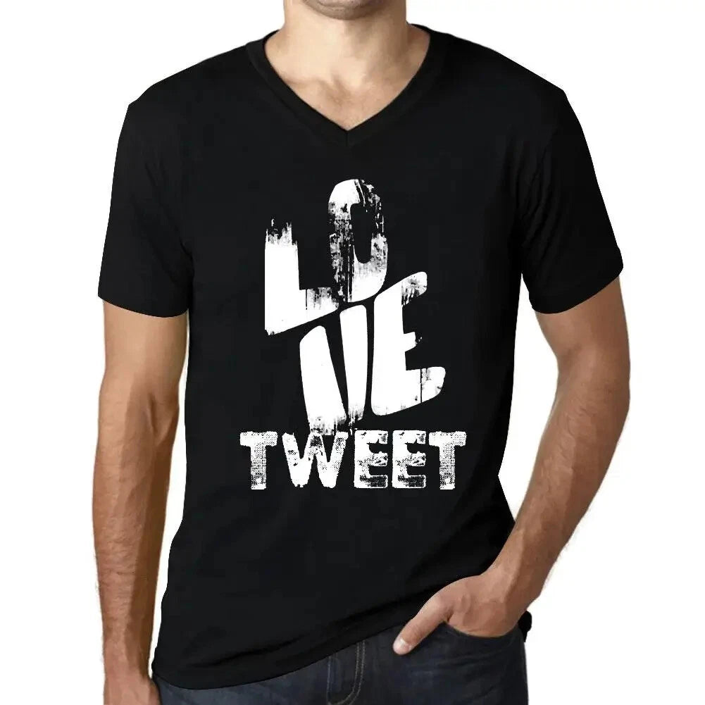 Men's Graphic T-Shirt V Neck Love Tweet Eco-Friendly Limited Edition