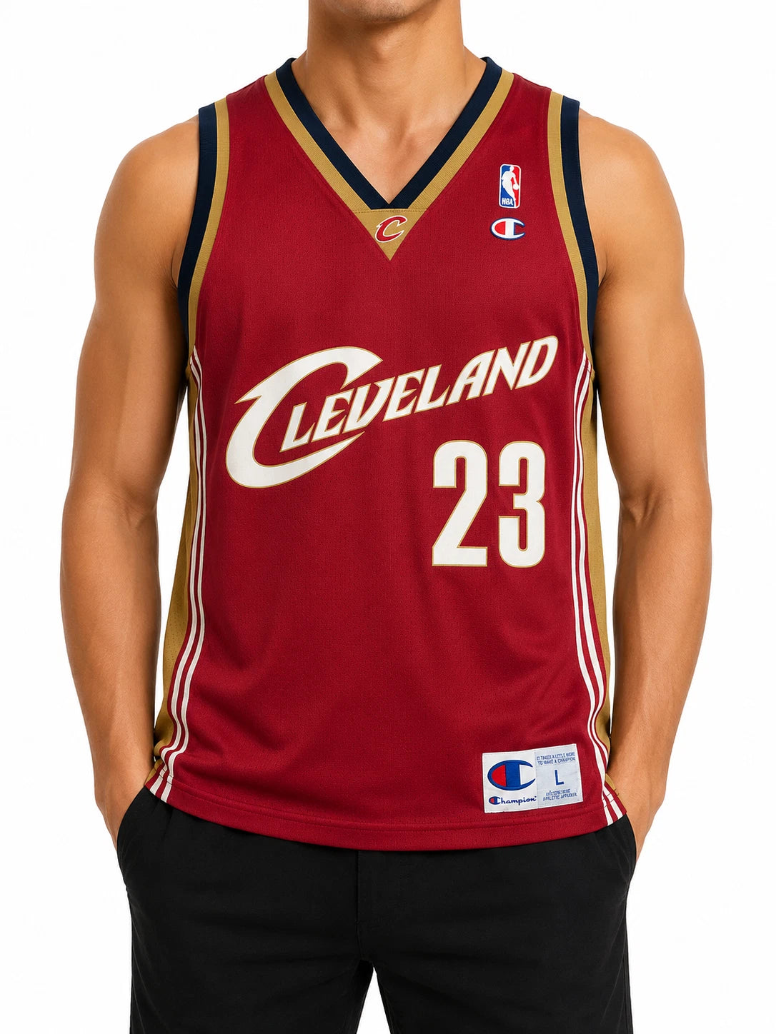Champion Boys Red LeBron Jersey Sleeveless V-Neck Size L - Regular Mesh