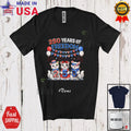 Custom Name 250 Years Of Freedom; Lovely 4th Of July Cat Patriotic T-Shirt