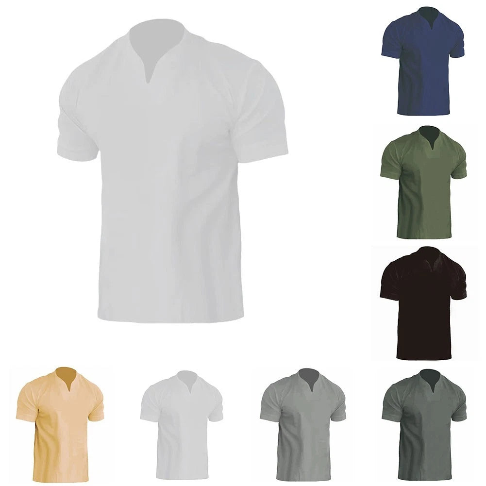 Mens Plus Size Tshirt Regular Fit Tops Male Gender Apparel Pure Color Pattern