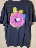 THE SIMPSON's HOMER  "Biting Donut" Double Sided Black Graphic Tee SZ 2XL-NWOT