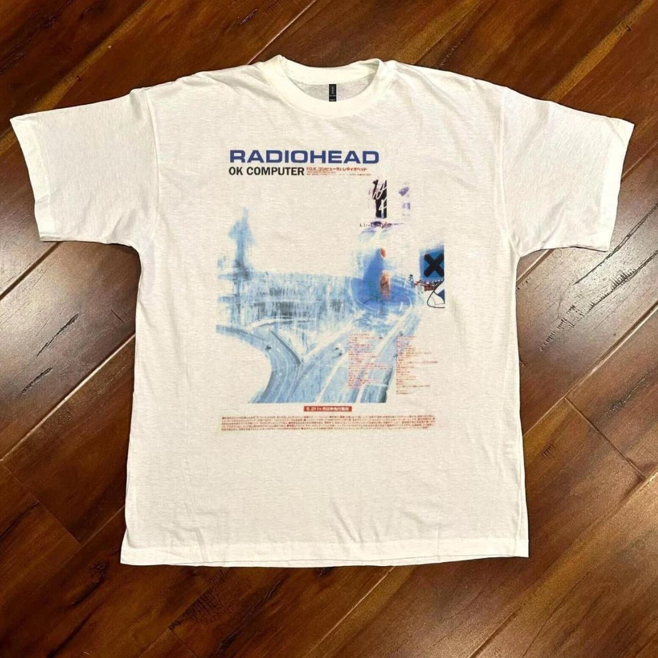 White Radiohead OK Computer Promo Shirt Vintage Indie Rock Band Tee S-5XL