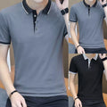 Men's Black or Gray Blue Short Sleeve T-Shirt Slim Fit Ribbed Pullover Style