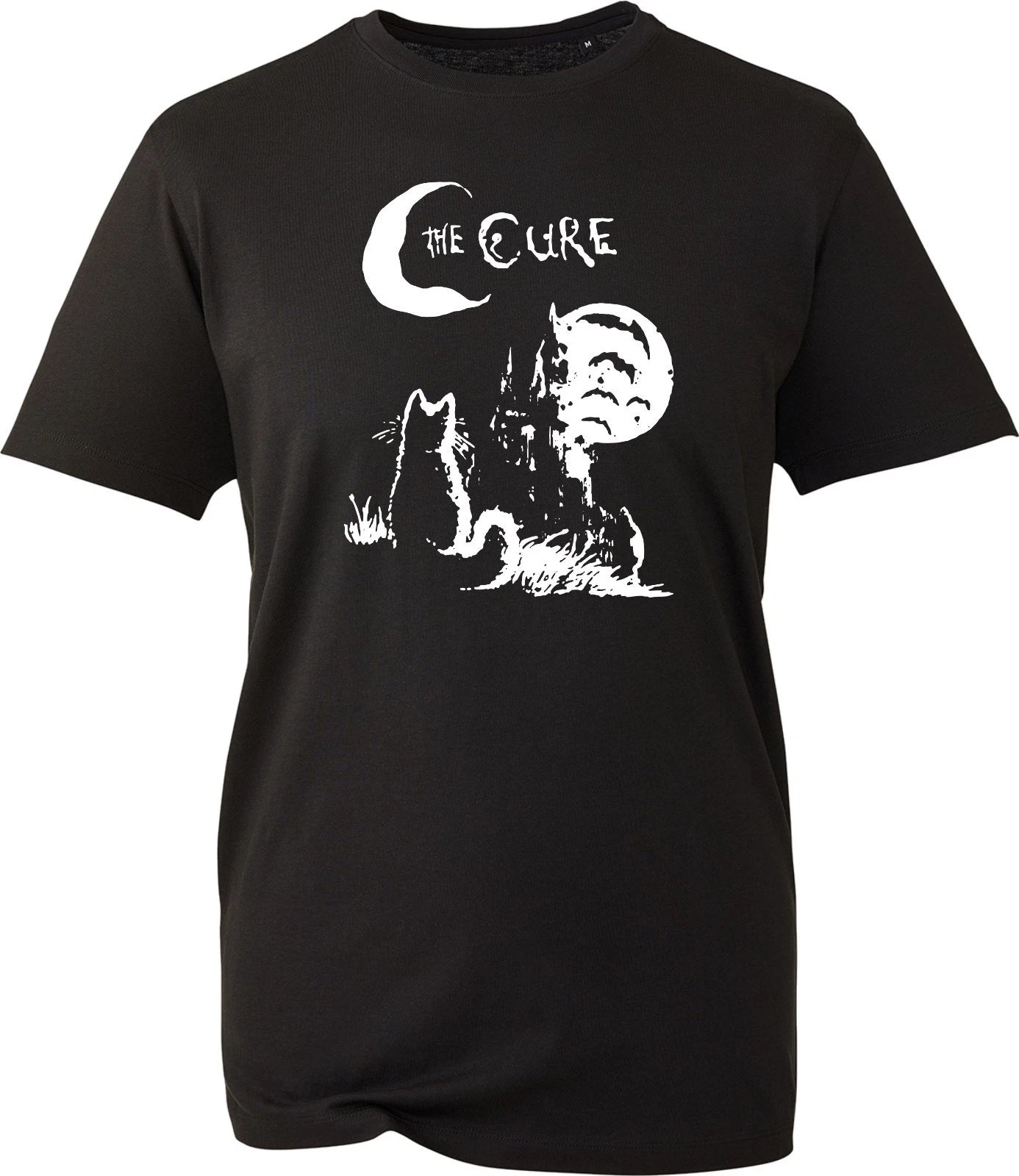 Vintage Cure Cat Moon 80s Music T-Shirt Funny Cat Lover Women Mens Gift Tee