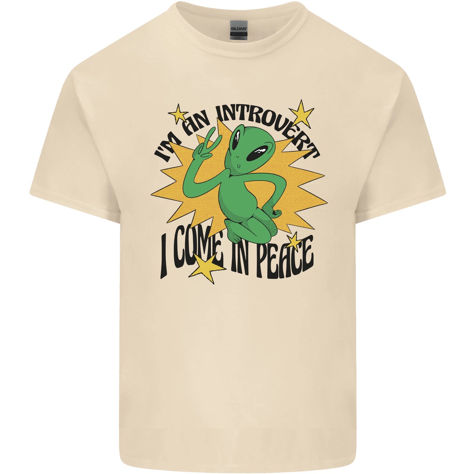 Alien Introvert I Come in Peace Funny UFO Mens Light Cotton T-Shirt