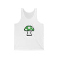 Unisex Jersey Tank  Cute 8-Bit Retro Pixel Art Super Green Mushroom Design
