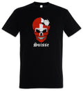 Switzerland Football Skull I T-Shirt swiss Soccer Flag Banner World Championship