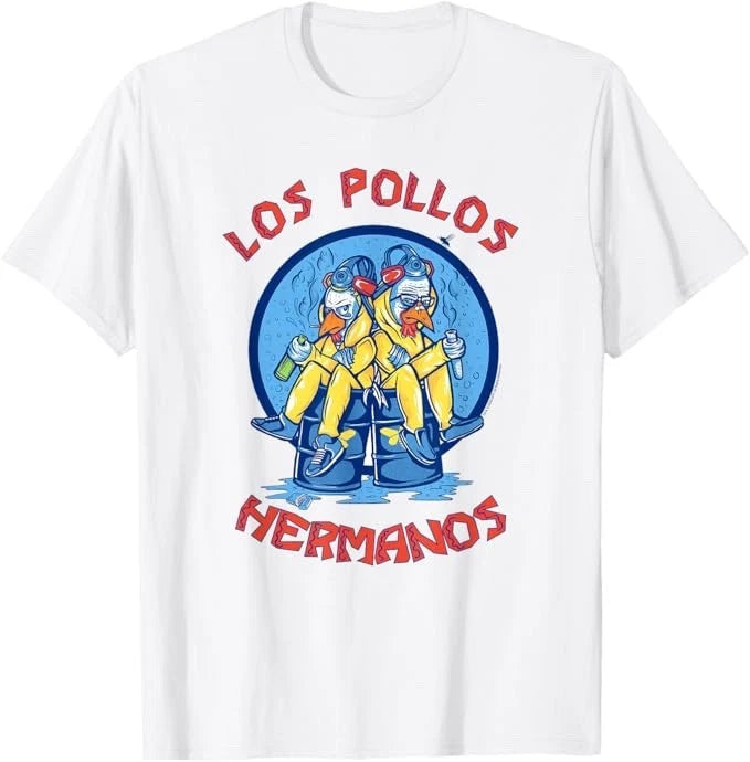 Los Pollos Hermanos T-Shirt Funny Breaking Bad Graphic Tee White T-Shirt Unisex