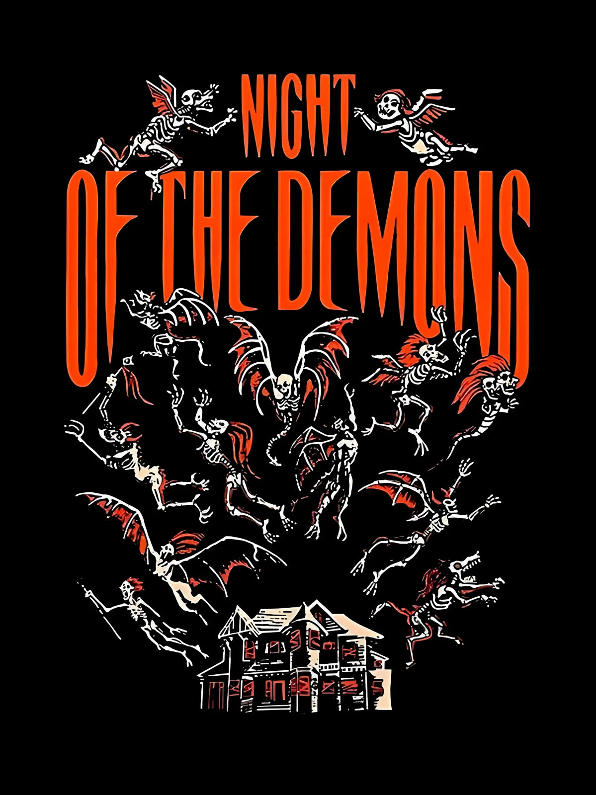 Night of the Demons Title Screen T-Shirt | Haunted House Design, Horror Tee