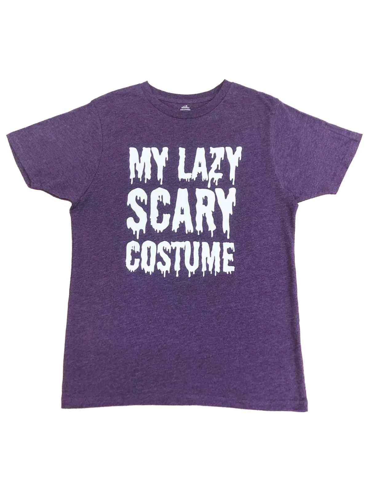 Mens Purple My Lazy Scary Costume Spooky Letters Halloween Tee T-Shirt
