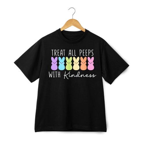 "Treat All Peeps With Kindness" Bunny T-Shirt, Easter Cotton Tee for Men & Women