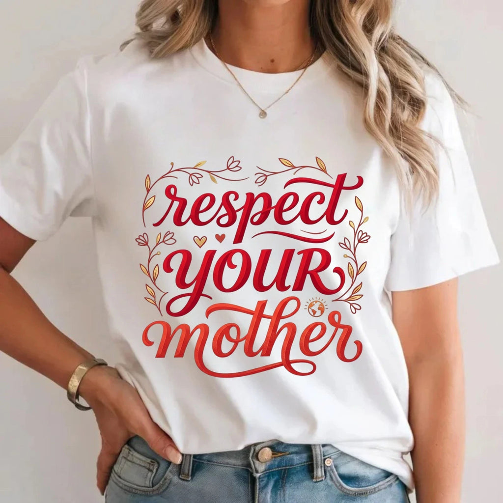 Respect Your Mother Earth Day T-Shirt Mother's Day Floral Vine Mother Earth Top