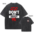 Men's Vintage Oversized Washed T-Shirt Retro Faith God Don't Play Casual Tee