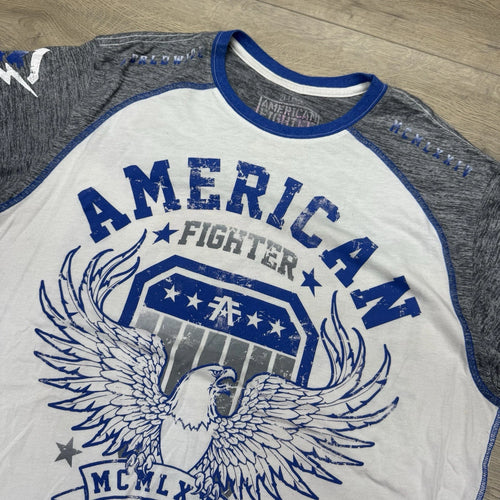 American Fighter Grey Blue Men’s S/S T Shirt Sz XXL Athletics Y2K Grunge Punk