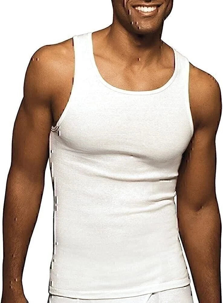 Hanes Men's Tanks A-Shirts 6-Pack Cotton Tagless Soft Breathable Slightly Imperf