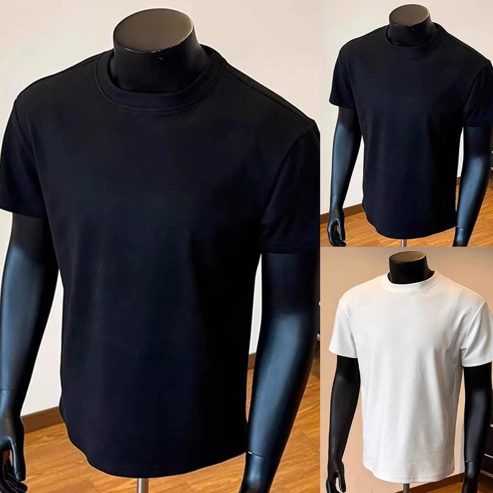 Men Slim T-Shirt Short Sleeve Slim Fit Design Regular Length Streetwear Style