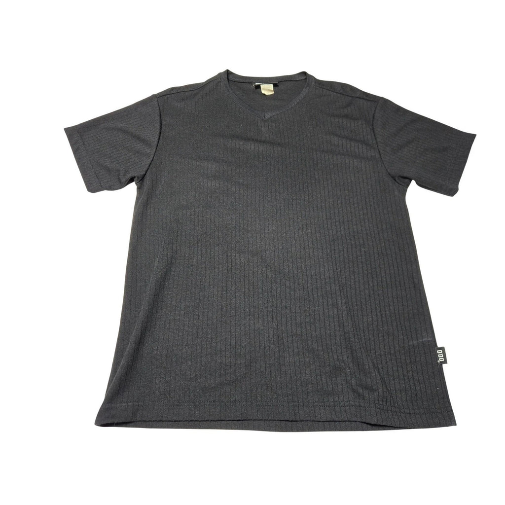 ODO Ribbed V Neck T Shirt Men's Medium Black Made in USA