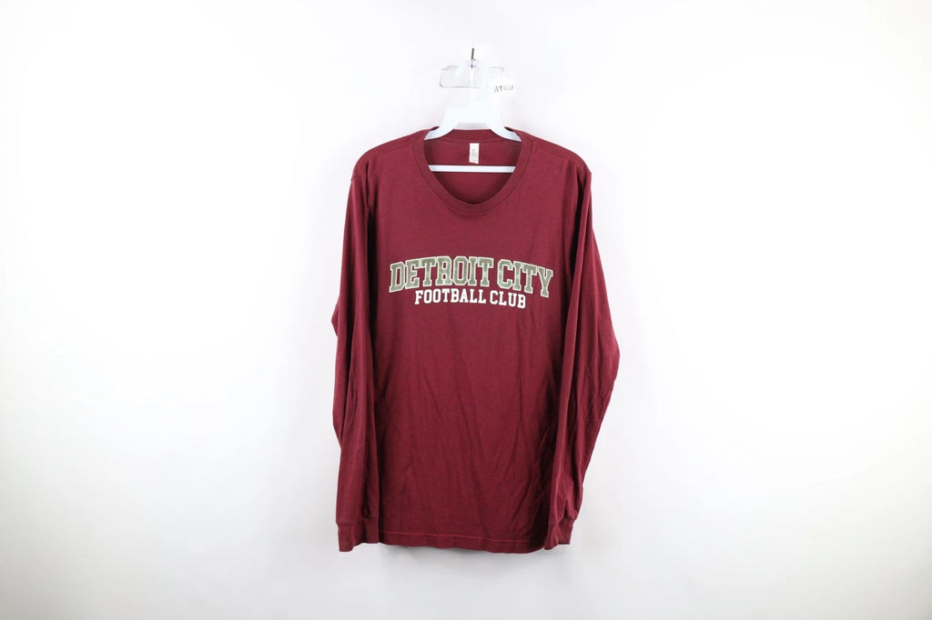 Streetwear Mens Medium Spell Out Detroit City FC Soccer Long Sleeve T-Shirt