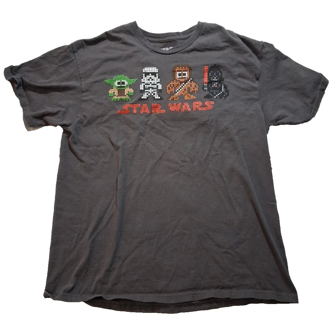 Star Wars 8-Bit Pixel Art T-shirt Size Large in Gray