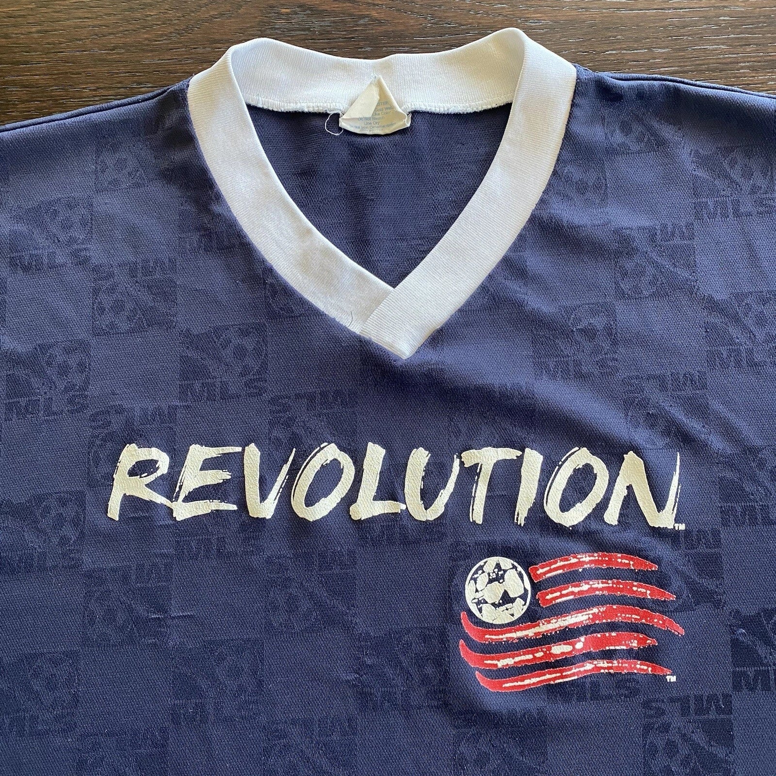 Vintage 1990s New England Revolution Soccer Jersey XL Made in USA Flaws Majestic