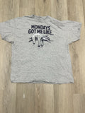 MONDAYS GOT ME LIKE A SLOTH T-Shirt Mens 2XL Gray Blue Graphics Casual Fun Lazy