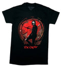 The Crow New Adult T-Shirt - Posing In Red Distressed Circle Above Name