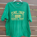 Port & Company Online Debate Team Graphic Tee 2XL Green Funny Meme Shirt