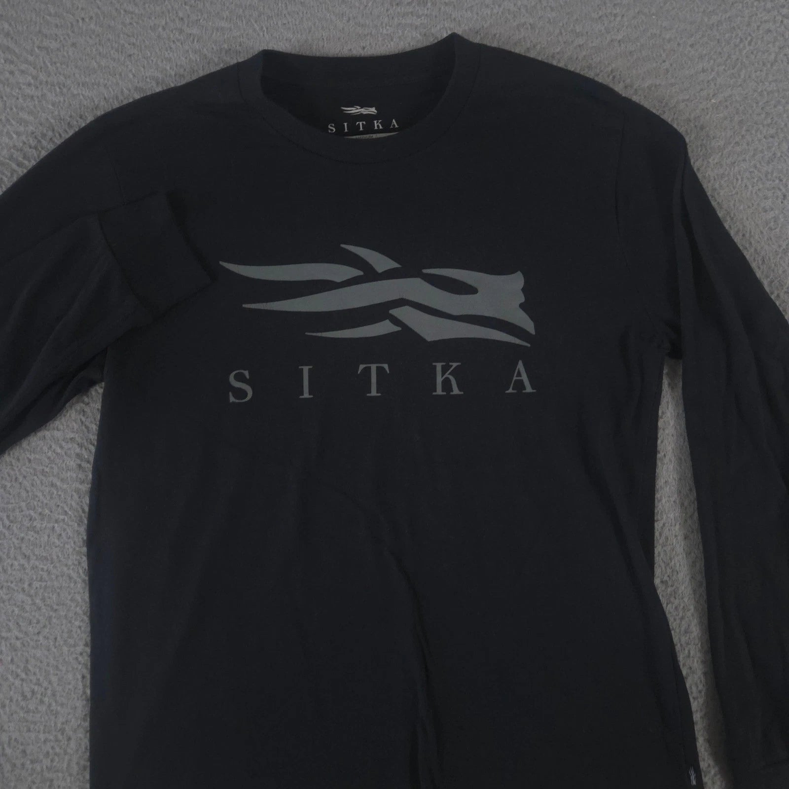 Sitka Shirt Mens Medium Black Logo Graphic Long Sleeve Cotton Poly Blend Tee