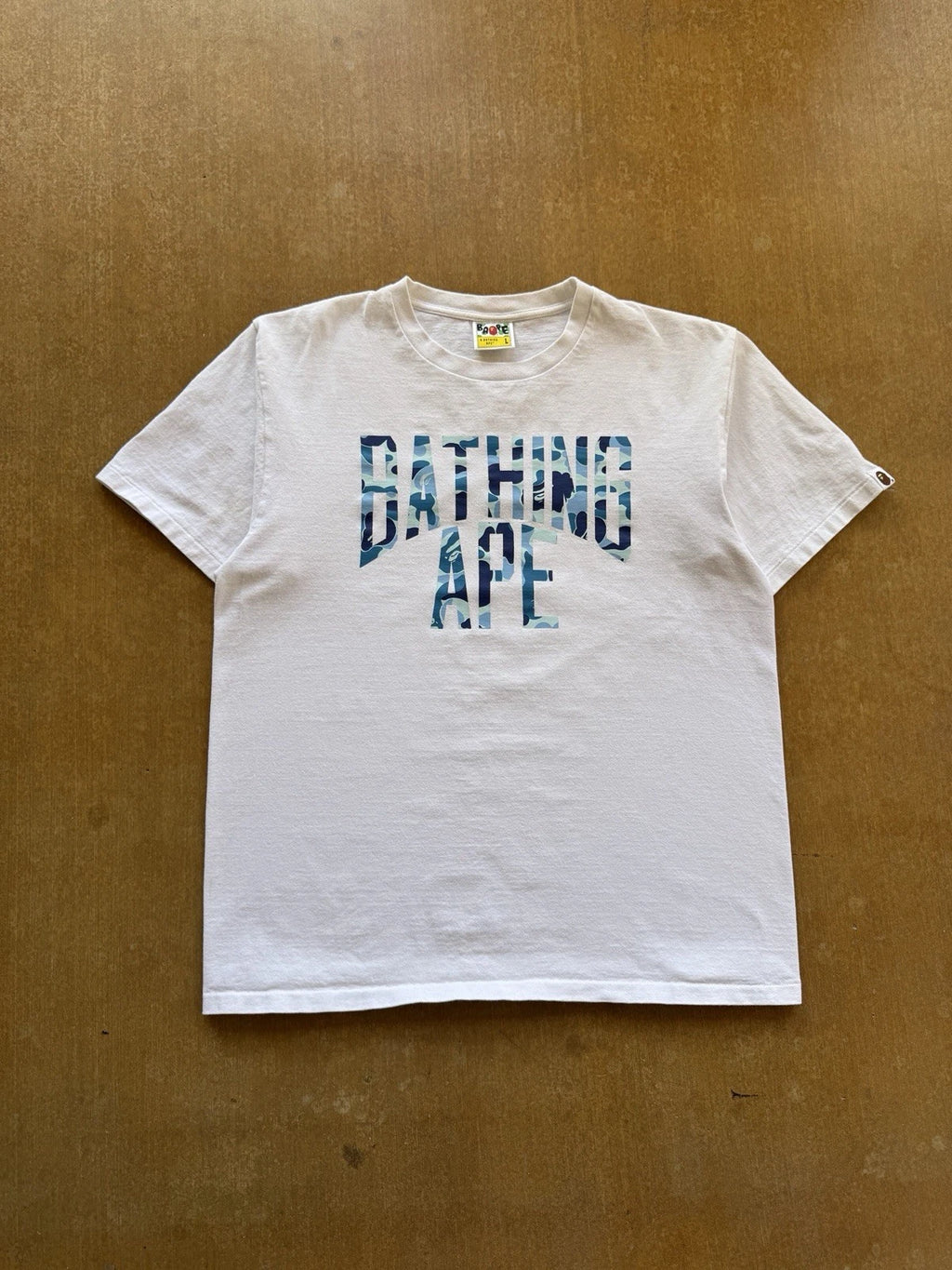 A Bathing Ape Nigo NYC Camouflage Spell Out Streetwear Skater BAPE T-Shirt (L)