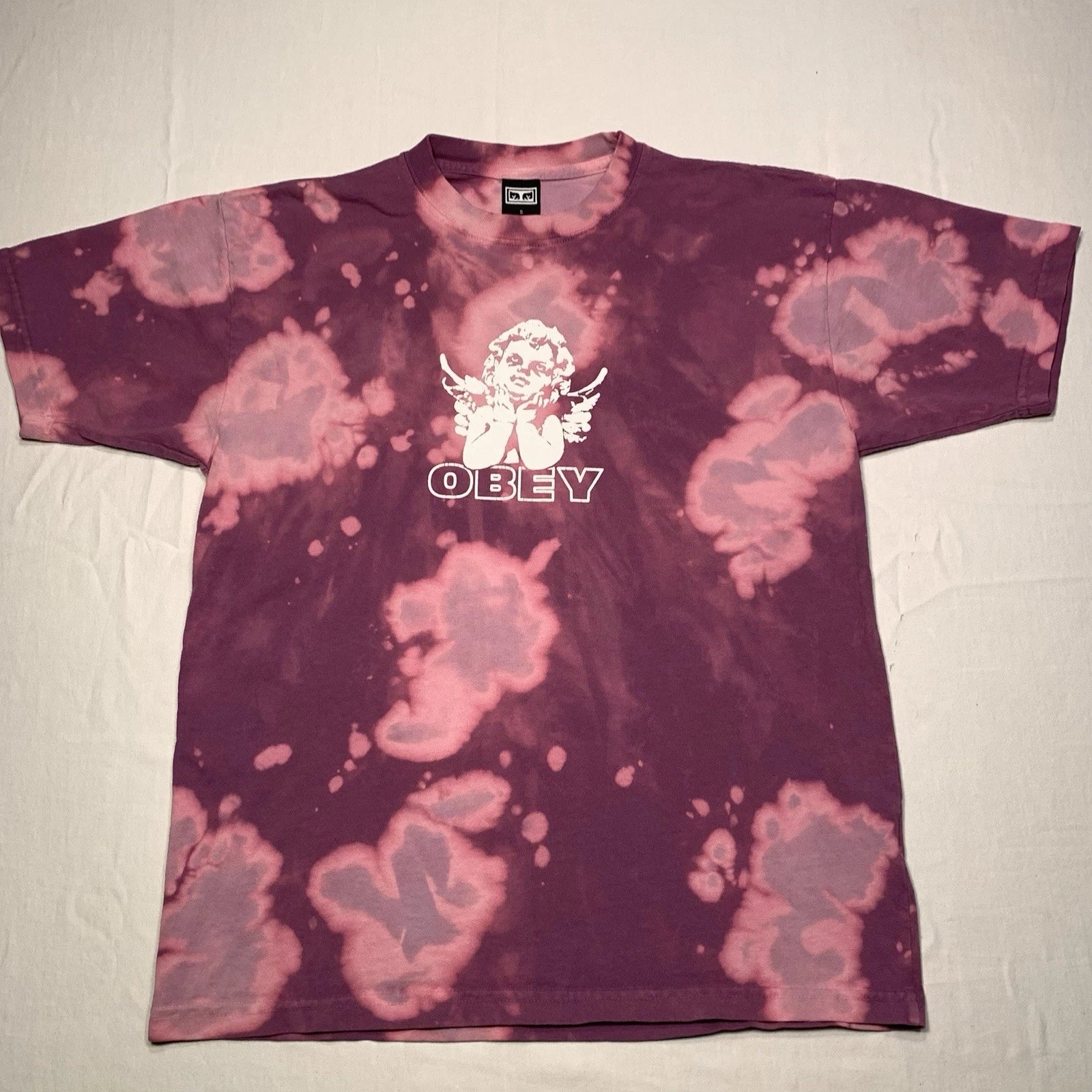 Vintage Obey Angel Tie Dyed Shirt Mens Small Cherub Street Wear Tee Y2K 2000s