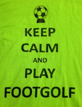 "KEEP CALM AND PLAY FOOTGOLF" SOCCER T-SHIRT ADULT M medium NEON GREEN S/S ball