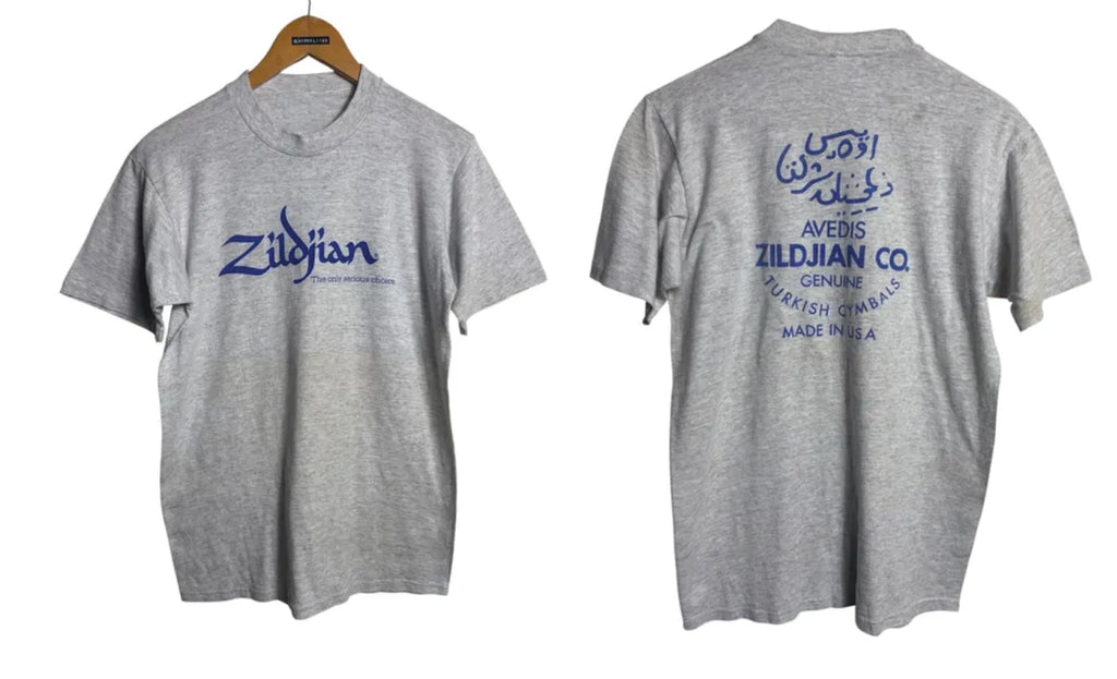 Vintage 90s Zildjian Drum Cymbals Promo T-Shirt Drummer Music Graphic Tee S-5XL