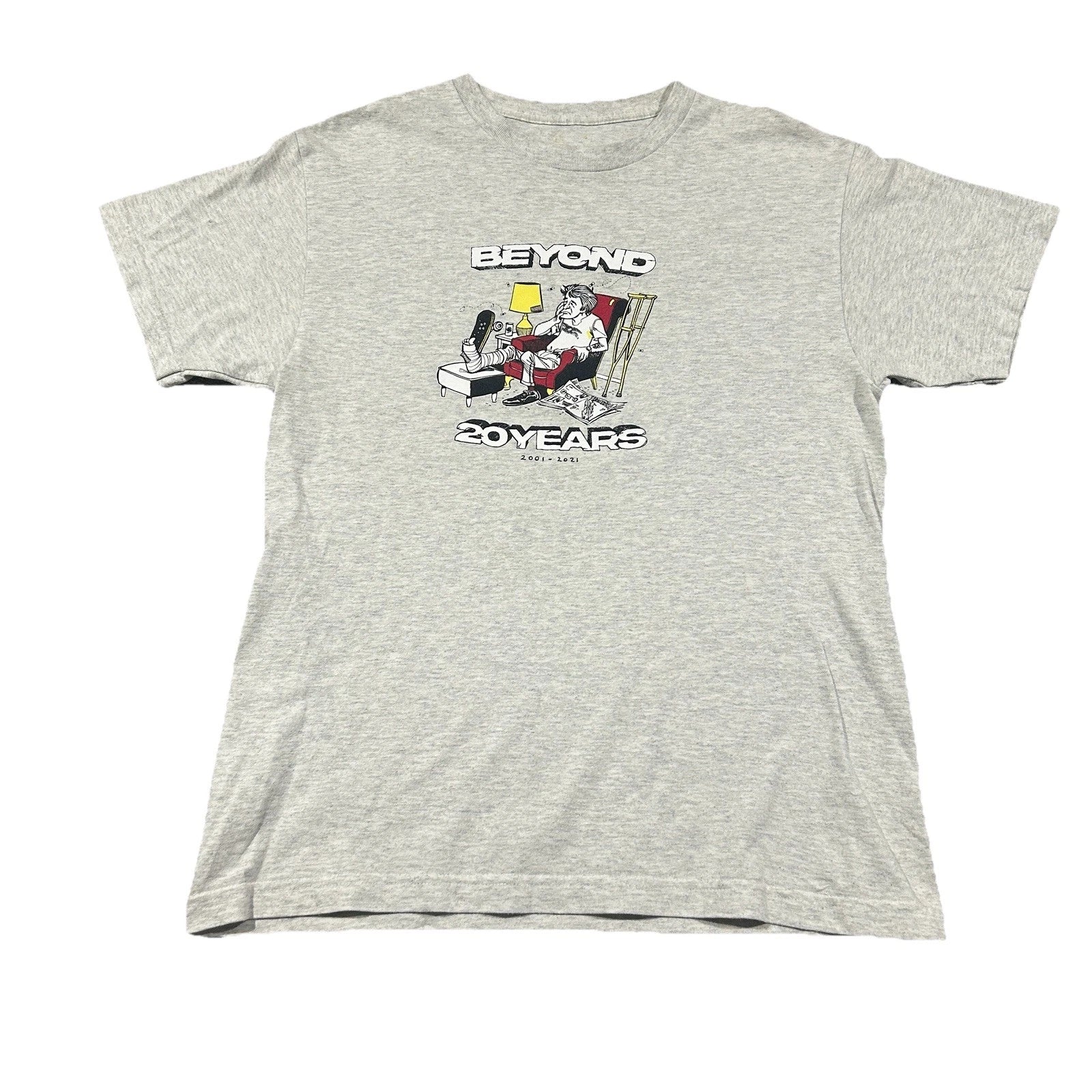 Beyond Skateboarding T Shirt Mens S Small Streetwear Grey Logo Graphic Tee Y2K