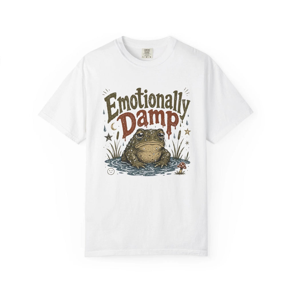 Emotionally Damp Frog T-shirt | Humorous Frog Illustration