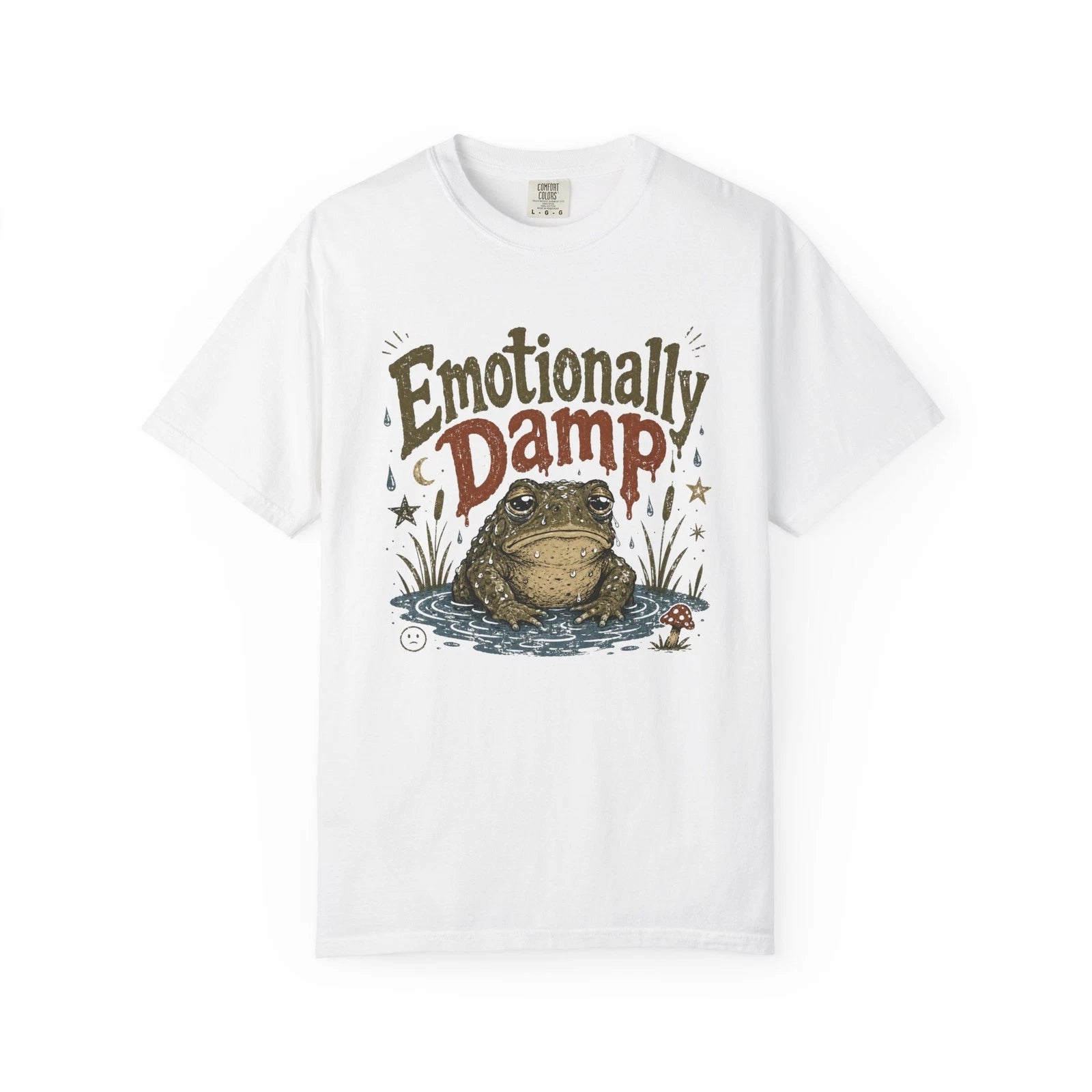 Emotionally Damp Frog T-shirt | Humorous Frog Illustration