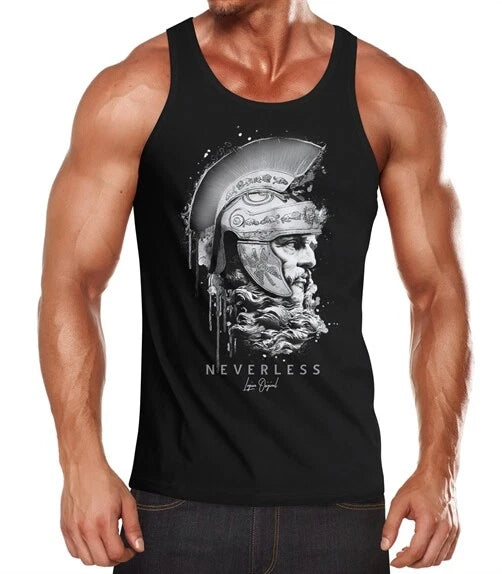 Mens Tank Top Sparta Spartan Head Helmet Warrior Fashion Street Style