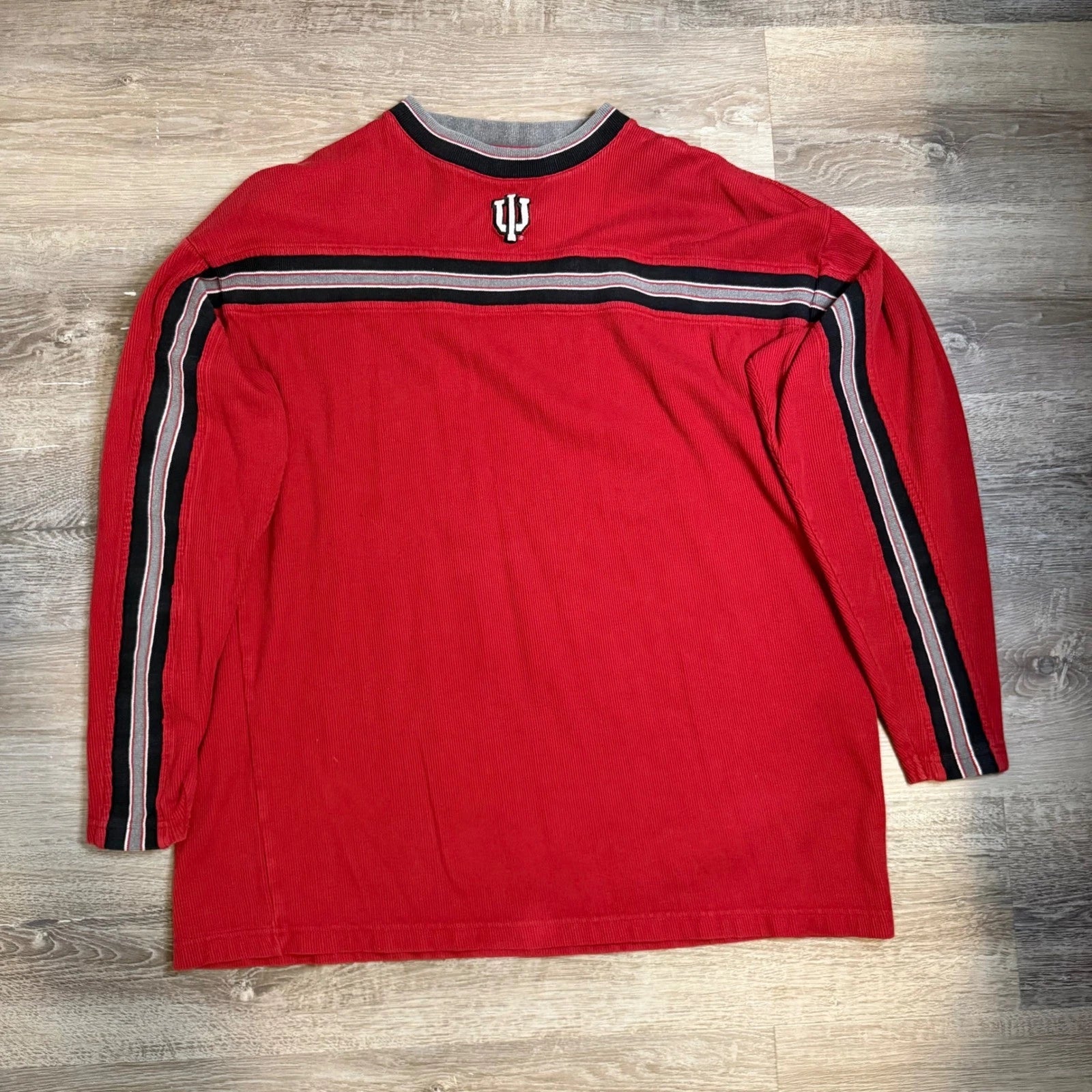 Vintage Indiana University Hoosiers Ribbed Long Sleeve Shirt Red Mens L