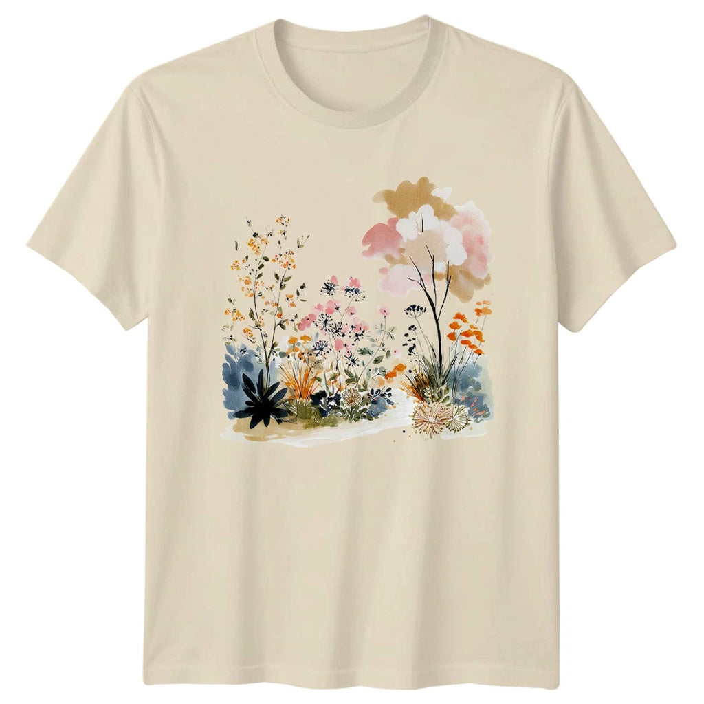 Watercolor Wildflower Art Boho Floral Womens T-Shirt Botanical Nature