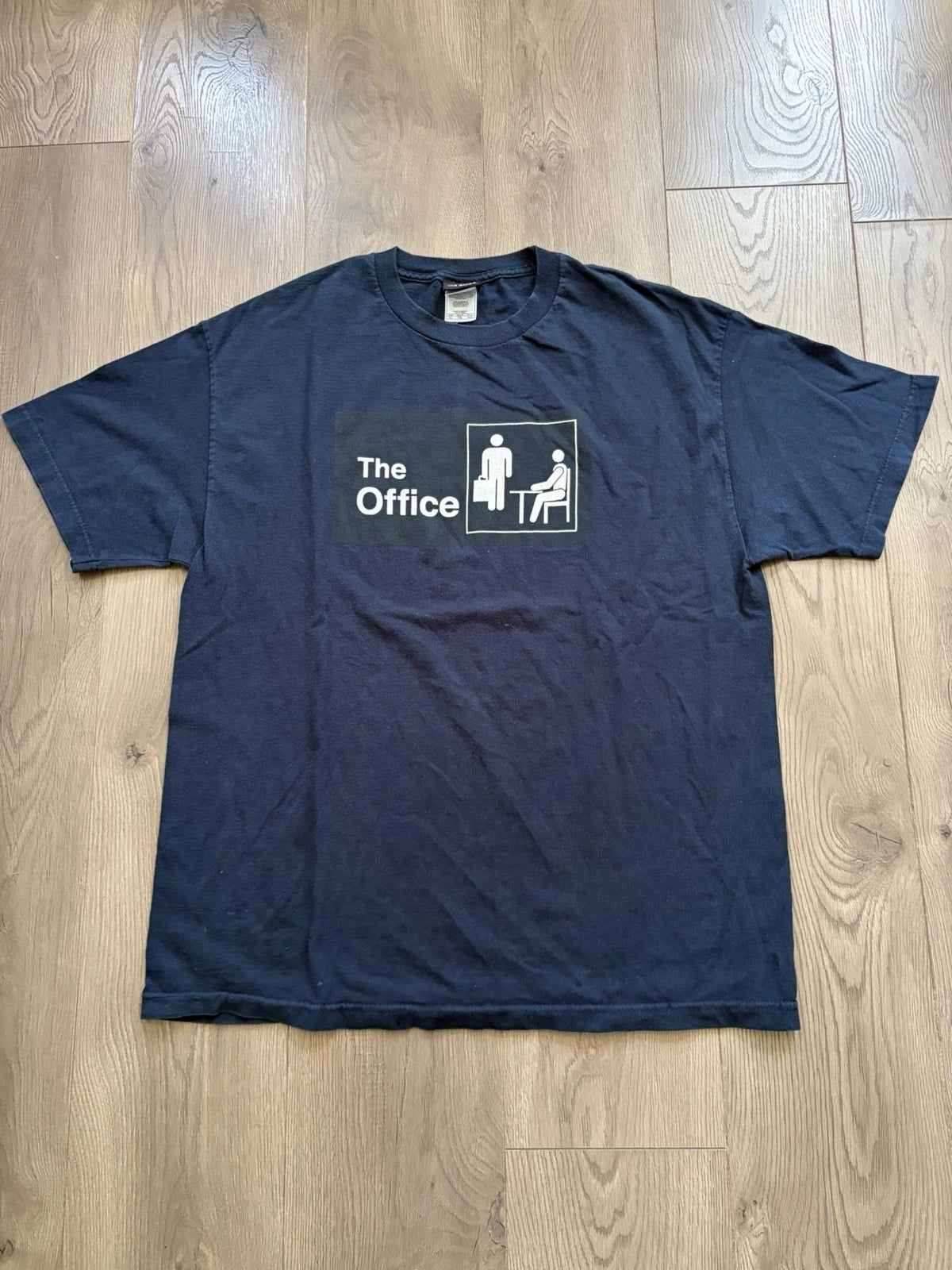 Vintage Y2K The Office Minimalist Graphic Print Navy Blue T-Shirt Men’s Size XL