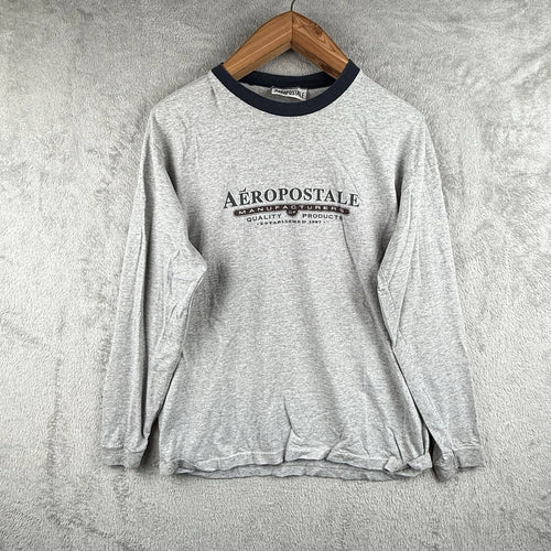 Aeropostale Y2K T-Shirt Mens S Gray Casual Cotton USA Made Streetwear Grunge VTG