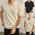 Men's Knitted Casual T-Shirt Short Sleeve Turn Down Collar for Daily Wear