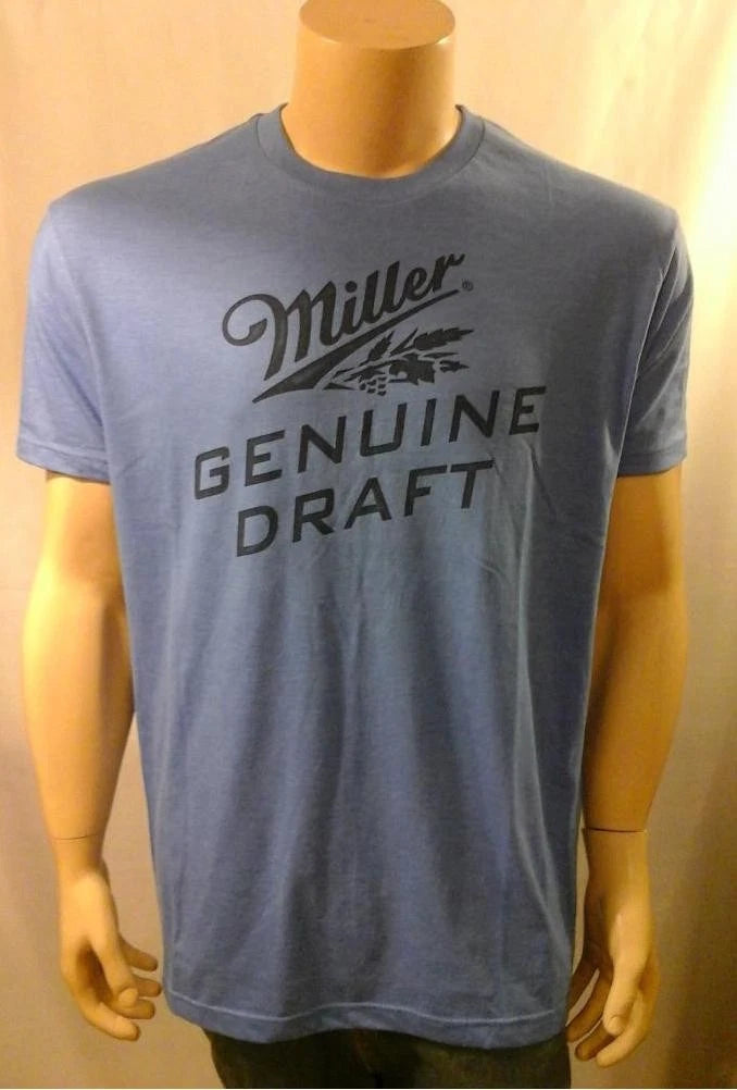 Miller Y2K T Shirt  Mens Sizes  Heather Light Blue Genuine Draft  Beer Drinking