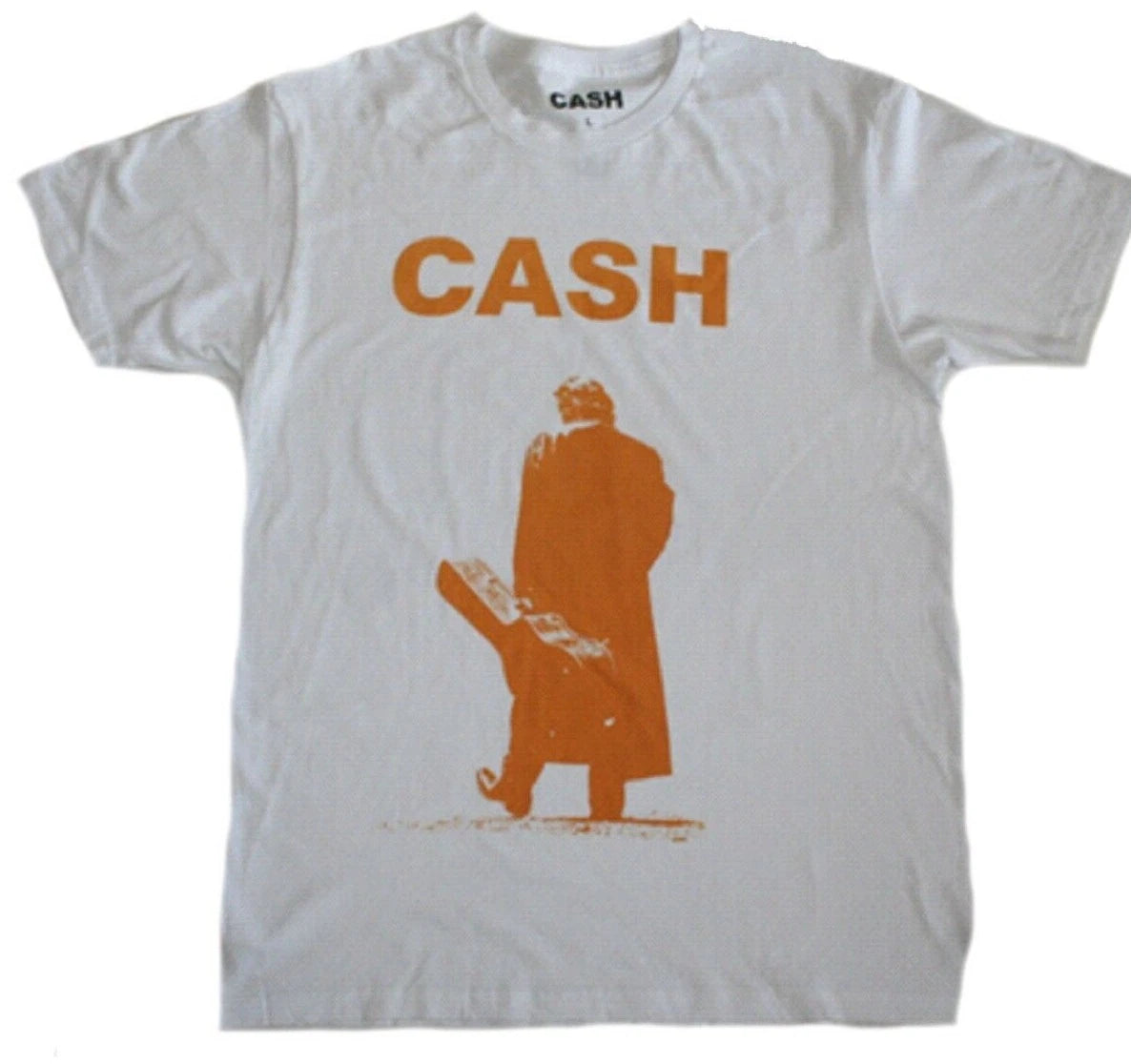 Johnny Cash Orange Logo Men's WHITE T-Shirt NEW