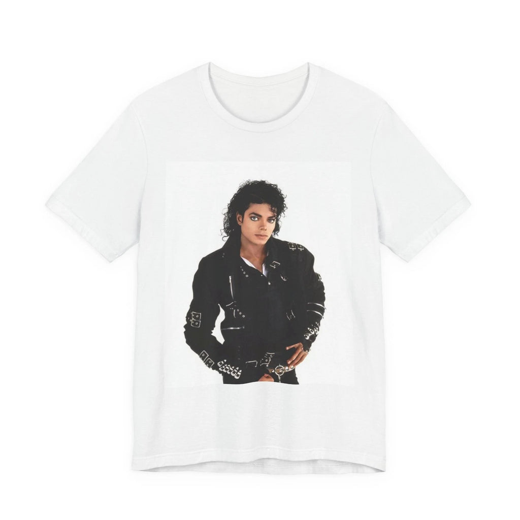 Retro Pop Star Portrait Tee | Vintage Leather Jacket Photo