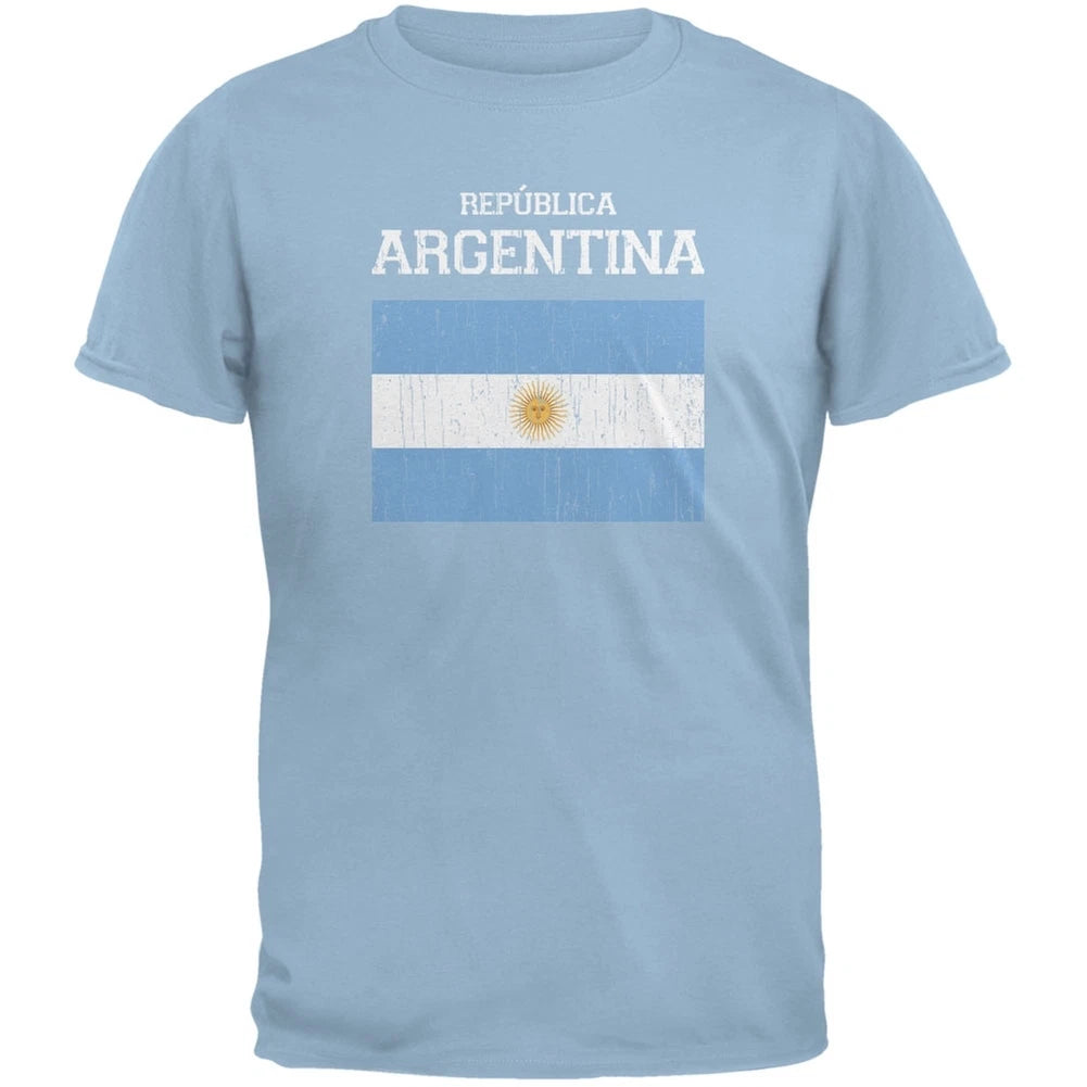 World Cup Distressed Flag Republica Argentina Light Blue Adult T-Shirt